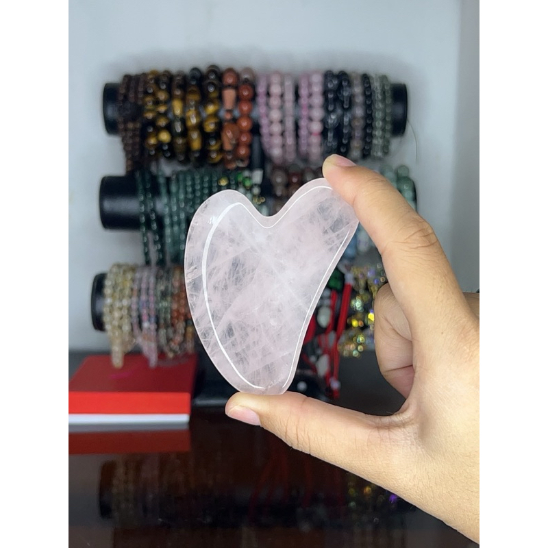 Đá Thạch Anh hồng GUASHA massage mặt tự nhiên