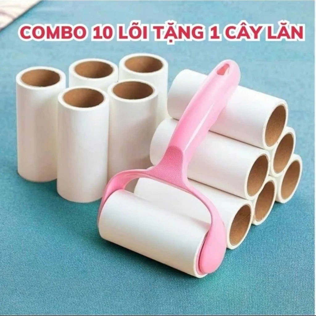 Combo 10 Lõi Lăn Bụi Tặng kèm 1 cây lăn, cây lăn bị làm sạch quần áo, chăm ga