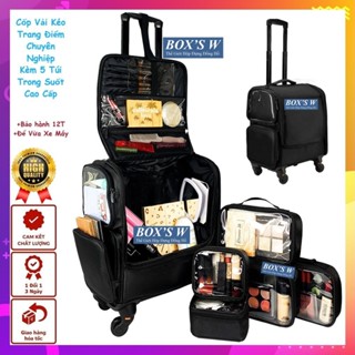 Cốp Vải Kéo Trang Điểm Chuyên Nghiệp Kèm 5 Túi Trong Suốt - Cốp MakeUp Kéo Nhiều Ngăn Cốp Kéo Để Đồ Nail -Chở Vừa Xe Máy