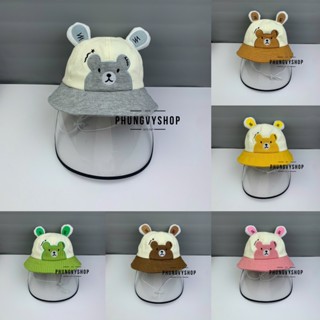  BÉ Dưới 2 Tuổi_Mũ chống giọt bắn chắn gió bụi mưa bucket tai bèo vành phungvyshop-nón   Bo nhí "KIẾNG" GẤU VÁ NET    