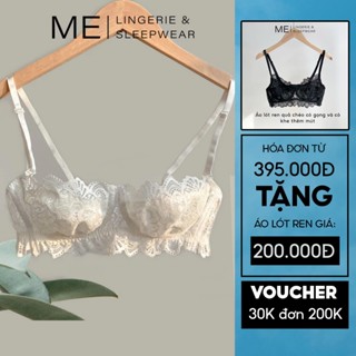 Áo lót ren cup ngang nửa quả có gọng nâng ngực trắng gợi cảm trẻ trung cao cấp Melingerie & Sleepwear