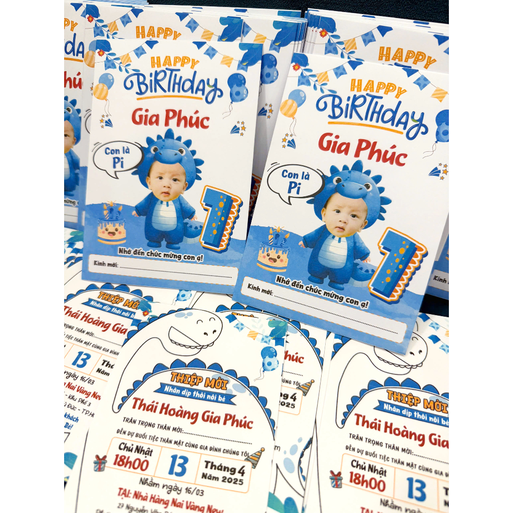 Thiệp Thôi Nôi Sinh Nhật, Đầy Tháng Bé Ghép Ảnh dễ Thương