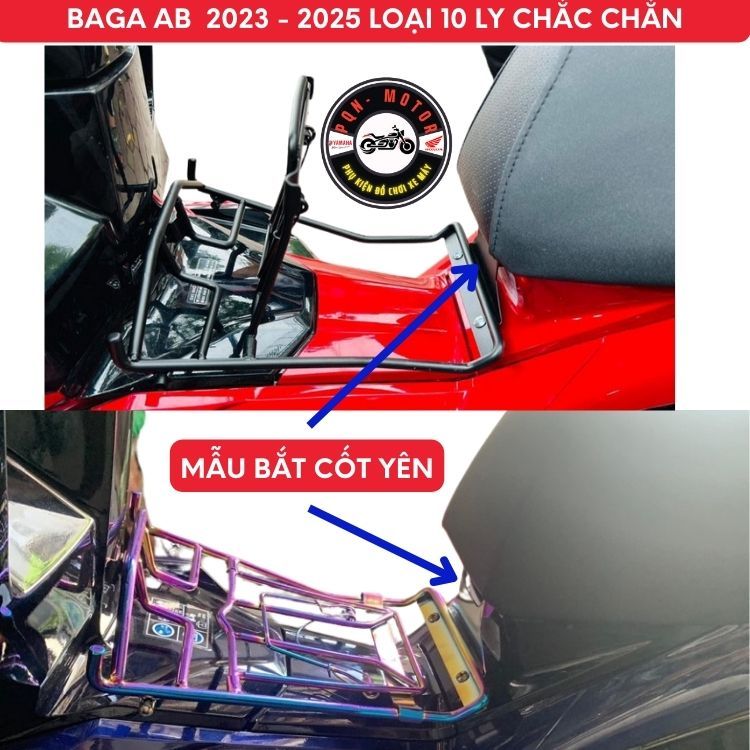 (Hàng Chính Hãng) Baga Giữa AB 2025, AB 2024, AB 2023- AB 160cc, AB125cc INOX Dày 10 Ly
