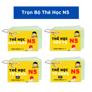 [ ĐỦ BỘ ] Trọn Bộ Thẻ Học Hán Tự - Từ Vựng - Ngữ Pháp N5 ( Bản Mới )
