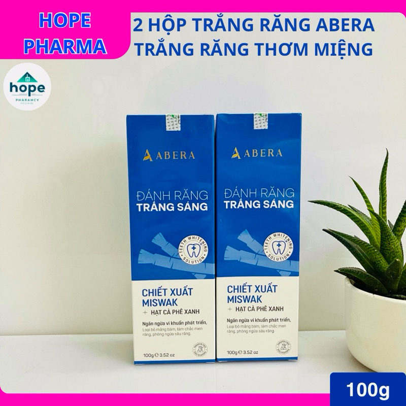 2 Hộp Men Trắng Răng Abera – Hỗ Trợ Làm Sạch Răng Miệng Tự Nhiên- Hộp 100g