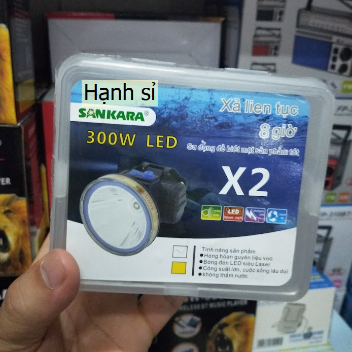 Đèn pin đội đầu, siêu sáng 300w đèn pin tích điện, chính hiệu, sankara X2