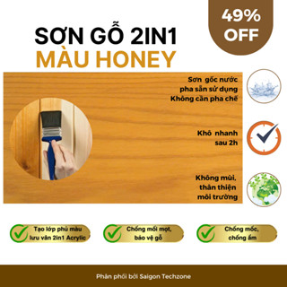 Sơn Gỗ Màu Vàng Honey, Gốc Acrylic 2in1, Hoàn Thiện Gỗ, Chống Mốc, Mối Mọt, Chống Nước, Lưu Vân Gỗ