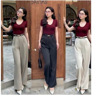 Quần Tây Công Sở Nữ Lưng Cao Chất Vải Gold Nhật Mềm Mịn Không Nhăn Dài 97cm và 102cm