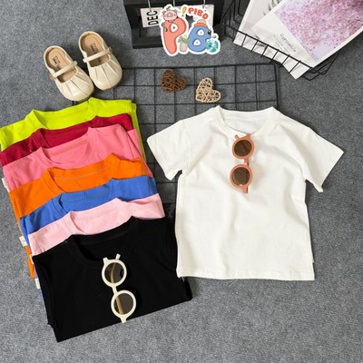 Áo Thun Bé Trai Bé Gái Kiểu Dáng Basic Vải Cotton 4 Chiều Chất Lượng Cao, Áo Mùa Hè Cộc Tay Cho Bé-CTCT-T2