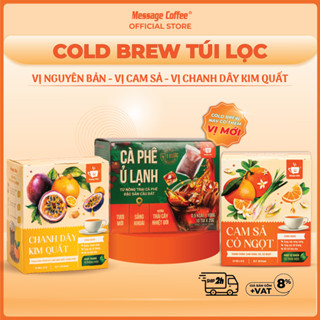 Cà phê Cold Brew túi lọc Arabica Cầu Đất, cafe tiện lợi một bước pha chế từ Message Coffee hộp 10 túi 20g