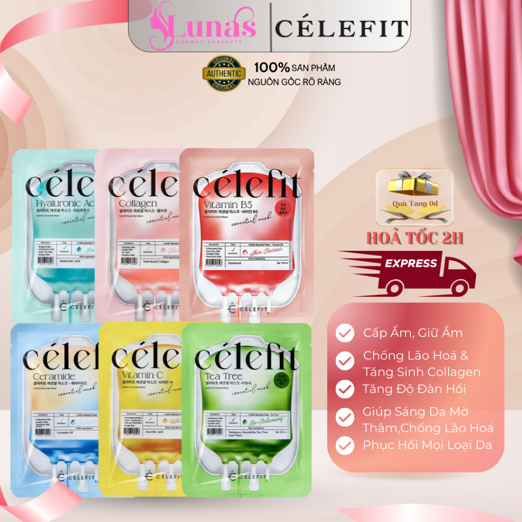 Mặt Nạ Cấp Ẩm, Dưỡng Da Chống Lão Hoá Da Celefit Essential Mask 23g Hàn Quốc