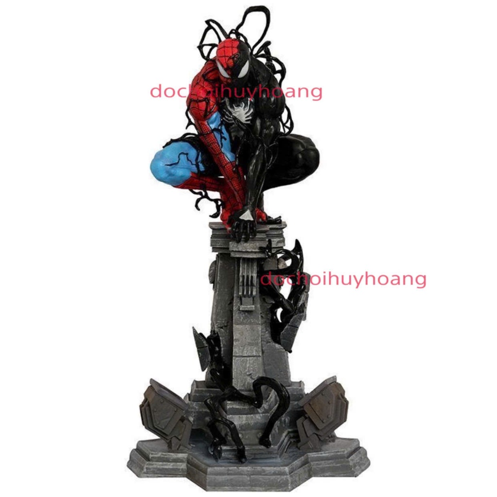 Mô Hình Tượng Nhân Vật Siêu Anh Hùng Spider Man Người Nhện Cộng Sinh Symbiote 38cm có led usb