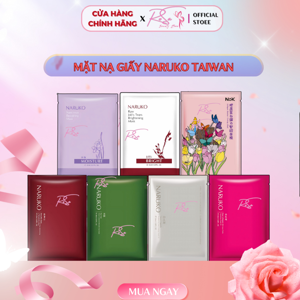 Mặt Nạ Giấy Dưỡng Trắng & Ngừa Mụn Naruko Taiwan Magnolia Brightening and Firming Mask 25ml Đài Loan