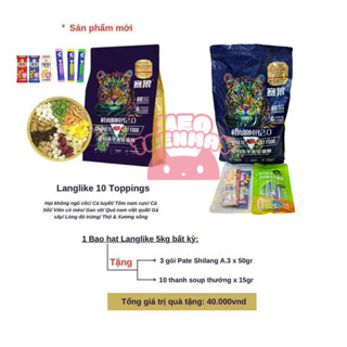 [ TÚI 5KG ] Hạt LANGLIKE 10 loại topping 40% đạm cho mèo, hạt mix topping cao cấp không trứng cho mèo mọi lứa tuổi