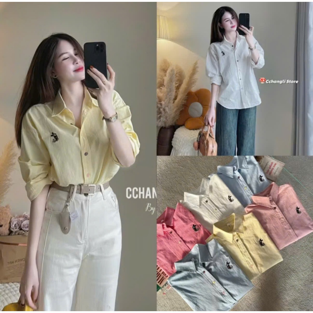 Áo Sơmi Thô Thêu MICKEY Cúc Sắc Màu hàng QC-dành cho Nữ | BigBuy360 - bigbuy360.vn