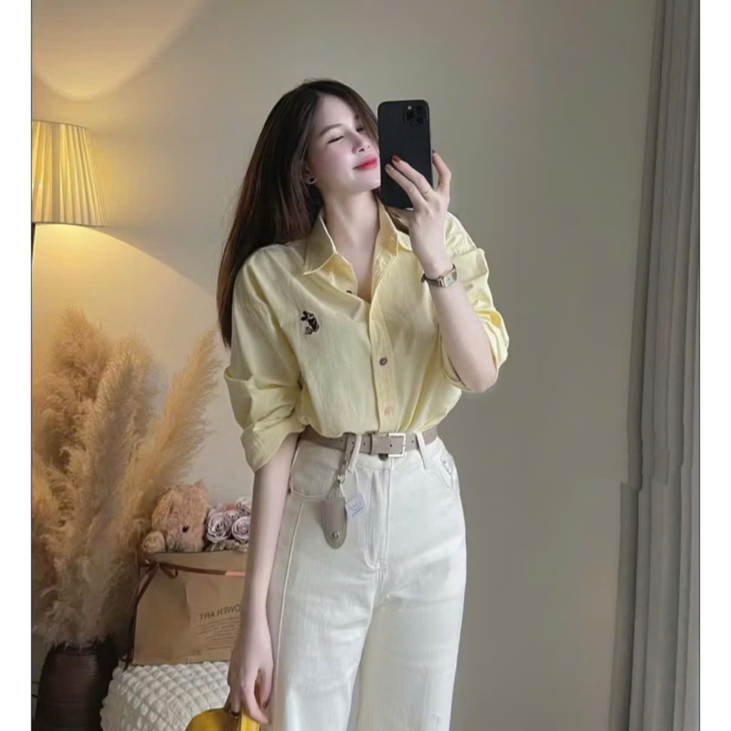 Áo Sơmi Thô Thêu MICKEY Cúc Sắc Màu hàng QC-dành cho Nữ | BigBuy360 - bigbuy360.vn
