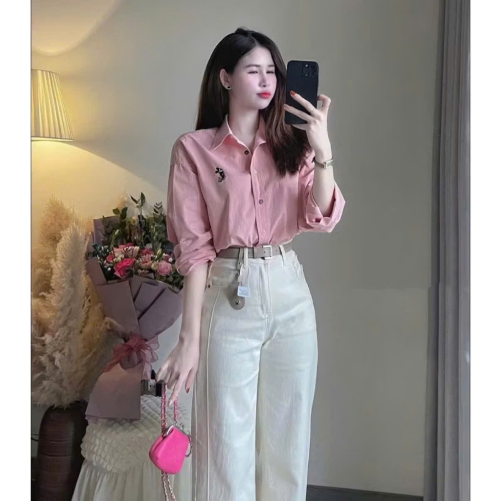 Áo Sơmi Thô Thêu MICKEY Cúc Sắc Màu hàng QC-dành cho Nữ | BigBuy360 - bigbuy360.vn