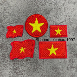 Lá cờ đỏ sao vàng , lá cờ Việt Nam thêu vải ủi nhiệt . hình cờ gắn kẹp tóc . miếng vá áo rách