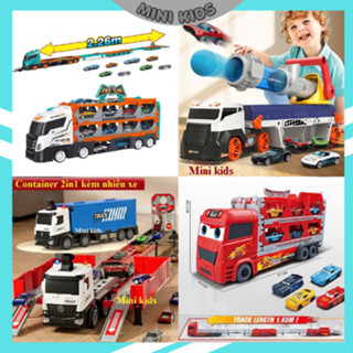 Đồ Chơi  Ô Tô xe tải 3 tầng cỡ lớn 2m26, 1m65 gồm nhiều xe con, có thể gấp gọn, các mẫu đường đua mới nhất cho bé