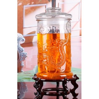 Bình Trụ Thủy Tinh Họa Tiết Rồng  Ngâm Rượu Dung Tích 10 L Cao Cấp