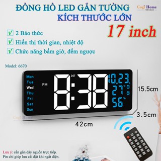 Đồng Hồ LED Điện Tử 16 - 17 inch Kích Thước Lớn Găn Tường Treo Tường Có Remote Bấm Giờ Đếm Ngược