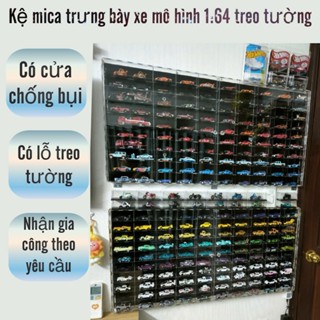  Kệ đựng xe mô hình 1:64 treo tường - Kệ mica trưng bày mô hình tĩnh - Tủ xe mô hình Mini GT - Hotwhells - KaiDo House 