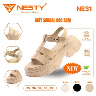 Dép Sandal Đế Cao 6cm Quai Ngang Cao Cấp Thương Hiệu NESTY Mã NE31