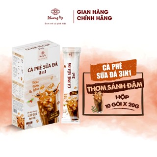 Cà Phê Hòa Tan Sữa Đá 3in1 thơm sánh đậm hộp 10 gói x 20g, Phương Vy Coffee