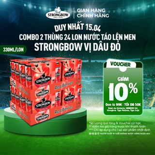 ĐỘ CỒN 4.5% - HỎA TỐC HCM - Combo 2 Thùng 24 lon nước táo lên men Strongbow Vị Dâu đỏ 320ml/lon