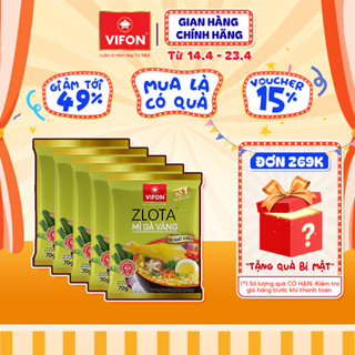 Set 5 gói Mì xuất khẩu Gà vàng/ Cà ri/ Lẩu thái / Kim chi VIFON