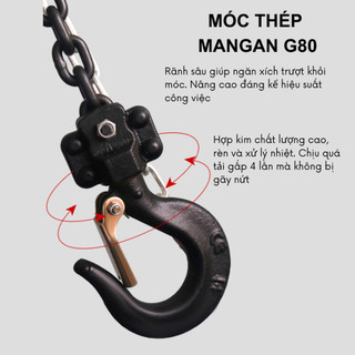 Pa lăng xích kéo tay BISON (quy cách: 1 Tấn 5 Mét)