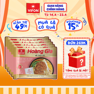 Set 5 gói VIFON Mì Hoàng gia Thịt bằm/Lẩu cua/Thịt bò/Kim chi/Lẩu thái/Hải sản/Hoành thánh/Mì quảng thịt bằm