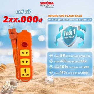 Ổ Cắm Điện Chịu Tải Cao 6000W SOPOKA Dây Dài 3M Có Công Tắc An Toàn Chống Nước Chống Giật Thông Minh Bảo Hành 2 Năm