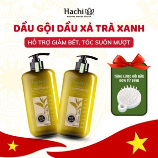 Combo gội xả trà xanh cho tóc dầu bết Green Tea Hachi Việt Nam hỗ trợ giảm dầu nhờn trên mái tóc
