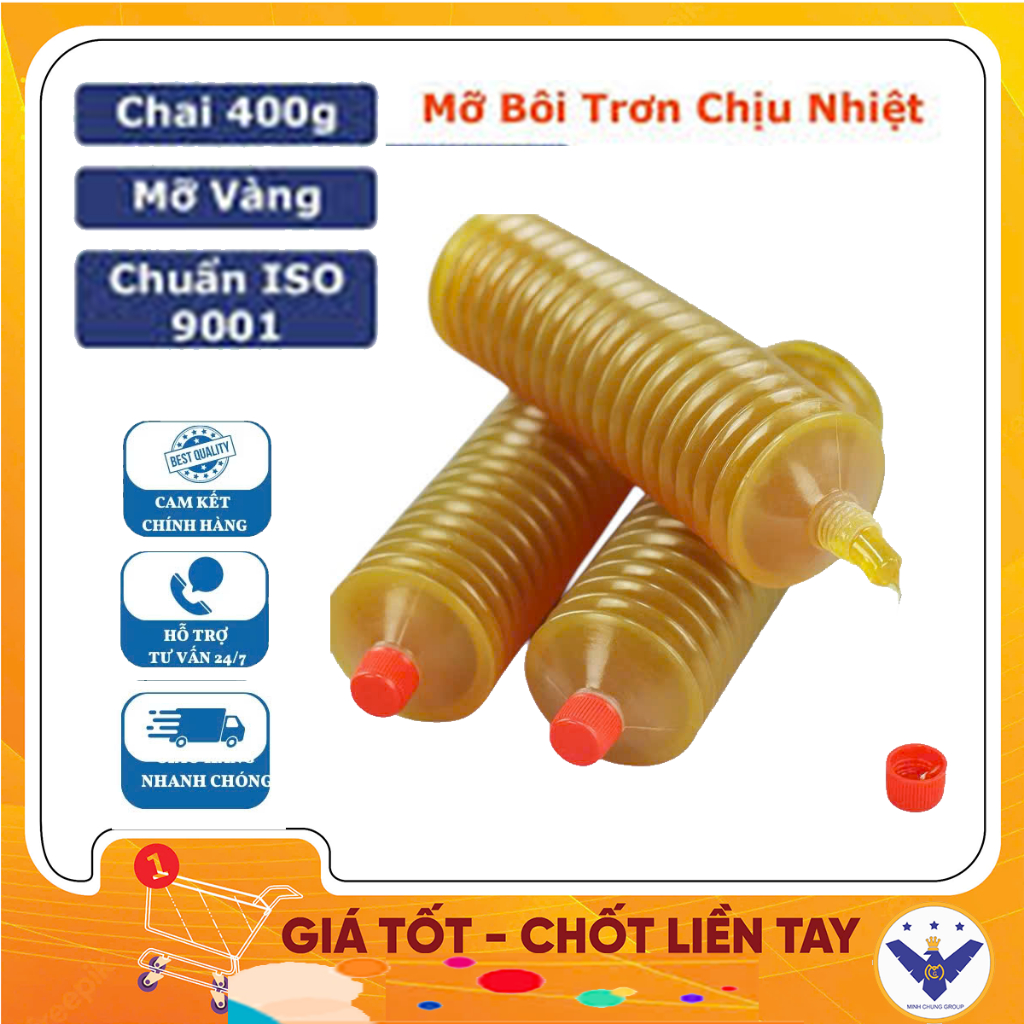 Mỡ sâu, mỡ bò bôi trơn đóng chai dạng con sâu Grease Lithium Crystal NLGI3 - 400gr