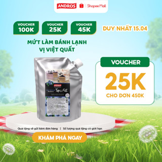 Mứt Làm Bánh Lạnh Vị Việt Quất - Có miếng trái cây thật - ANDROS Top & Fill - Nguyên liệu làm bánh - 900G