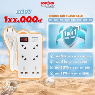 Ổ cắm điện đa năng SOPOKA 6A1-6A2 1200W-2200W 6 lỗ cắm chéo tiện dụng chất liệu nhựa PP cao cấp kèm công tắc