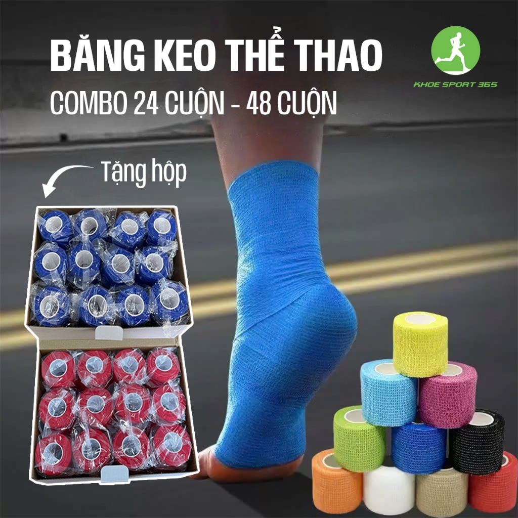 Băng keo thể thao, băng quấn cổ chân giày đá bóng quấn cổ tay cao su non tự dính đá bóng y tế chống chấn thương
