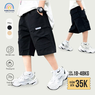 Quần đùi kaki bé trai size đại từ 18-45kg Magickids quần short trẻ em phong cách Hàn Quốc Quần áo trẻ em QN24006