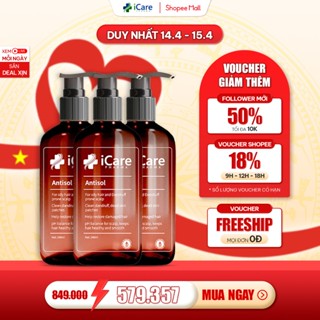 Combo 3 Chai Dầu Gội Sạch Gàu Antisol | Thương Hiệu iCare Pharma | Làm Sạch Gàu Nấm Ngứa Da Đầu
