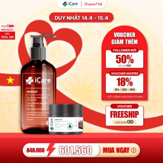 Combo Sản Phẩm Ezema 50 & Dầu Gội Sạch Gàu Antisol | Thương Hiệu iCare Pharma | Hỗ Trợ Trị Gàu Ngứa, Nấm Da Đầu Lâu Năm