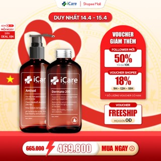 Combo Dermato 200 & Dầu Gội Sạch Gàu Antisol | Thương Hiệu iCare Pharma | Hỗ Trợ Phục Hồi Tóc Hư Tổn, Ngăn Ngừa Rụng Tóc