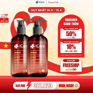 Combo 2 Chai Dầu Gội Sạch Gàu Antisol | Thương Hiệu iCare Pharma | Làm Sạch Gàu Nấm Ngứa Da Đầu | Chiết Xuất Dược Liệu