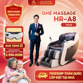Ghế massage toàn thân HR Haruko A8 Plus, máy massage cao cấp con lăn mát xa di chuyển bảo hành trọn đời