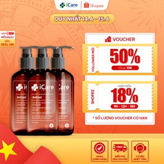 COMBO 3 Chai Dầu Gội Sạch Gàu Ngứa Da Đầu Antisol - Thương Hiệu iCare Pharma - Chiết Xuất Dược Liệu