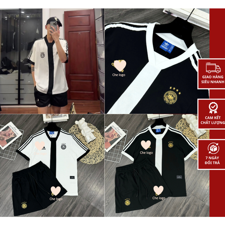 Bộ Quần Áo Đát Đứ.c Nam Nữ Thêu Phối Sọc Đen Trắng Siêu Đẹp