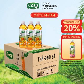 Thùng 24 Chai Trà Đào Sả 350ml Uống Liền Cozy Hương Vị Tươi Mát Ngon Rõ Vị Đào Sả