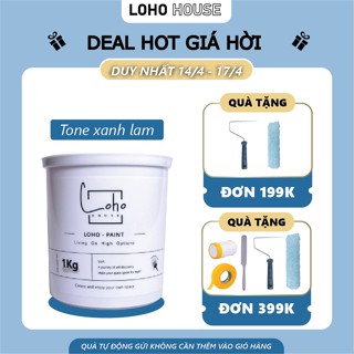 Sơn tường Loho House tone màu xanh lam | Lon sơn 1kg - Sơn nước nội thất cao cấp Loho-paint