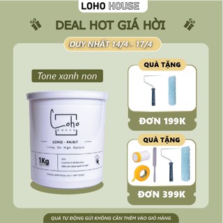 Sơn tường Loho House tone màu xanh non | Lon sơn 1kg - Sơn nước nội thất cao cấp Loho-paint