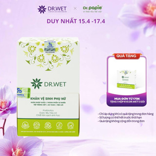 Khăn Y Tế Vệ Sinh Phụ Nữ DR.WET Giúp Làm Sạch, Hỗ Trợ Giảm Mùi Tiện Lợi - Hộp 25 gói